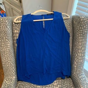 blue v-neck blouse